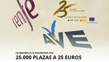 Renfe продает билеты на скоростные поезда AVE по всей Испании за 25 евро